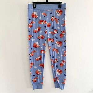 Baby Blue Women’s Size Large Sleeping Foxes Pajama Pants